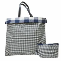 プリーツプリーズ PLEATS PLEASE トートバッグ&ポーチ ギンガムチェック 大容量 鞄 B4収納 黒 白 紺 Xのサムネイル