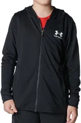 アンダーアーマー UNDER ARMOUR UA TECH FULL ZIP HOODIE パーカー トップス 子供 吸汗 速乾 フルジップ 抗菌防臭 伸縮性 トレーニング 運動 両サイドポケット  6001341 001 BLACK/WHITE