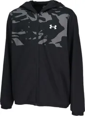 アンダーアーマー UNDER ARMOUR 野球 ソフトボール UA WOVEN FULL-ZIP HOODED JACKET メンズ アウター パーカー 軽量 撥水 トレーニング フルジップ 裏メッシュ  6007975 001 BLACK