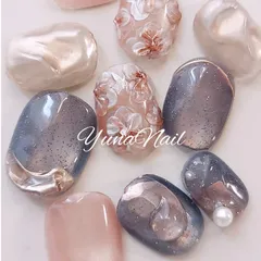 フラワーネイル　マグネットネイル　フラッシュネイル　ベリーショート　振袖ネイル　成人式ネイル　ブライダルネイル