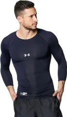 アンダーアーマー UNDER ARMOUR 野球&ソフトボール UA ヒートギアアーマー コンプレッション 3/4 クルー シャツ メンズ 吸汗速乾 通気性 部活 クラブ 抗菌防臭 メッシュ ドライ 学生  1378235 410 MIDNIGHTNAVY