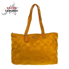 COACH コーチ シグネチャー イエロー ゴールド金具 ナイロン/レザー トートバッグ ショルダーバッグ レディース 401846【中古】
