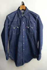 希少 アメリカ製 復刻 リーバイス Levi's ショートホーン デニムウエスタンシャツ【M】98年製 90年代【古着】【中古】【メンズ】【レディース】【ヴィンテージ】 【ビンテージ】 アメカジ 90s バレンシア製 7205 1018 bigE USA