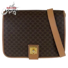 CELINE セリーヌ マカダム ブラウン ゴールド金具 PVC/レザー 斜め掛け ショルダーバッグ レディース 407916【中古】