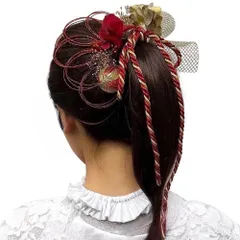 成人式髪飾り レッド×ゴールド ミックス髪飾り 成人式 卒業式 結婚式 七五三 プリザーブドフラワー アーティフィシャルフラワー