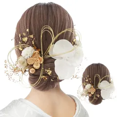 [LALALA beauty flowers] 成人式・卒業式に映える 華やか髪飾り (胡蝶蘭シリーズ) 振袖 七五三 花火大会 二十歳の集い ハンドメイド (ホワイト) 2410ch