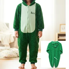 もこもこ可愛い◎【TOY STORY】トイ・ストーリー Rex レックス ディズニー ピクサー ボア 着ぐるみ なりきり つなぎ パジャマ ウェア 仮装 変身 発表会 コスプレ パジャマ 部屋着 グリーン キッズ 子ども サイズ130 /M39715ja