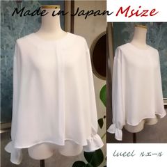 【限定1枚・即日発送】日本製アシメブラウス M 白 ドロップショルダー パフスリーブ 立体タック 145300-10M