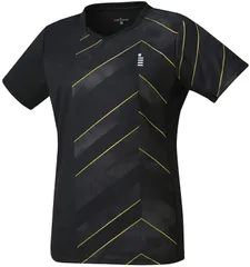 ゴーセン GOSEN テニス レディースゲームシャツ 半袖ゲームシャツ Tシャツ ショートスリーブ 部活 チーム クラブ 吸汗速乾 日本ソフトテニス連盟 日本バドミントン協会審査合格品  T2405 39 ブラック