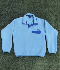 90s patagonia パタゴニア Synchilla（シンチラ） スナップ-T ライトブルー/ネイビー ジャマイカ