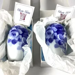 大倉 花生 オールドブルーローズ 大倉陶園 OKURA 花瓶 2個まとめ 箱付き 新品未使用のサムネイル