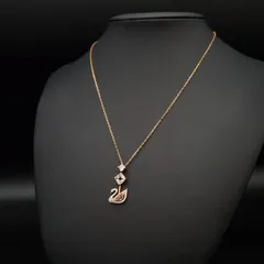 美品 SWAROVSKI スワロフスキー Dazzling Swan ネックレス ペンダント パヴェ スワン クリスタル ローズゴールド 揺れる 上品 豪華 ギフト プレゼント 贈り物
