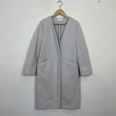 PLST プラステ ノーカラー ロングコート ライトグレー系