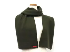 ■新品同様■ PRADA プラダ プラダスポーツ ウール100％ マフラー ストール 防寒具 メンズ レディース カーキ系×ブラック系 FN0016