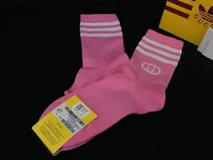 ■新品■未使用■ GUCCI グッチ アディダス インターロッキングG コットン×ナイロン等 表記サイズS ソックス 靴下 ピンク系 FU5374