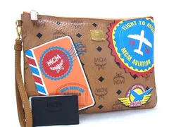 ■新品■未使用■ MCM エムシーエム モノグラム ヴィセトス柄 レザー  クラッチバッグ セカンドバッグ ブラウン系 FN8623