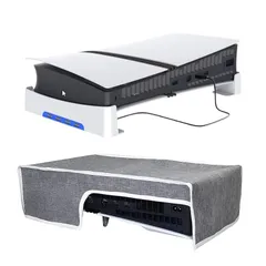 ATURIKA【PS5 PRO 横置きスタンド カバーセット】USB拡張ハブ 4ポート搭載｜PS5 PRO ほこり防止カバー付き 放熱＆安定設計 純正スタンドに不満な方におすすめ ディスク/デジタル版対応 収納＆保護 ダストカバー (グレー) 0