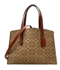 美品 コーチ 2WAY ハンドバッグ ショルダーバッグ 斜め掛け チャーリー キャリーオール シグネチャー 31210 レディース COACH