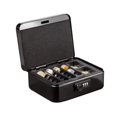 八番屋 手提げ金庫 キャッシュメイト ダイヤル付 A6サイズ 会計 オフィス ミニ金庫 貯金箱 スチール製 家庭用 約W20×D15.8×H8.5cm M200JP ブラック