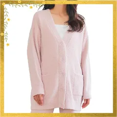 [Lafuku] ルームウェア マシュマロ ニット カーディガン Vネック 長袖 レディース パジャマ もこもこ あったか 8色展開 セットアップ対応 パンツ別売り ピンク L 0