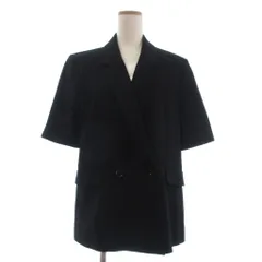 ザラ ZARA 美品 テーラードジャケット 半袖 総裏 黒 ブラック L