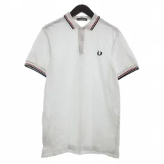 フレッドペリー FRED PERRY ポロシャツ カットソー 半袖 鹿の子 ロゴ 刺繍 コットン 白 ホワイト M ■FF