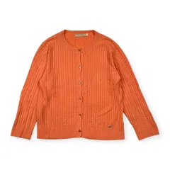 CROCODILE クロコダイル ケーブル編み コットン ニット カーディガン サイズ L /レディース/オレンジ系