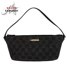 美品 GUCCI グッチ ブラック 黒 シルバー金具 GGキャンバス/レザー 07198 ハンドバッグ アクセサリーポーチ レディース 504025【中古】