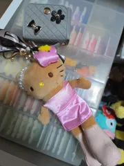 ロング脚 ピンク hello kitty + グレー ミニ バッグ セット