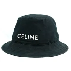 CELINE セリーヌ バケットハット コットン ロゴ刺繍 帽子 ブラック ホワイト Mサイズ 2AUO4968P.38UB