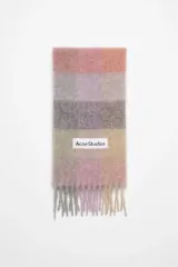 Acne Studios モヘヤ チェック スカーフ マフラー フューシャライラックピンク