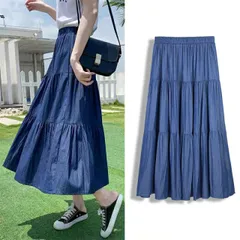 デニムロングスカート デザイン ファッション レディース[K](T)