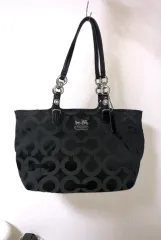 COACH ブラック シグネチャー ショルダーバッグ トートバッグ