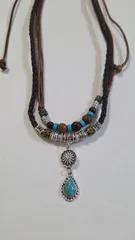 ターコイズ・エスニックネックレス✨新品　　　　エスニックネックレス　　　レディースネックレス　　　ボヘミアンネックレス　　　インディアンアクセサリー　　　ネックレスインディアン　　　ターコイズペンダント　　　ウッドビーズネックレス