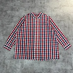 KING SIZE レッド×ネイビー チェックシャツ 2XL