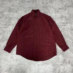 00s Haggar ワインレッド ストライプ柄 長袖シャツ