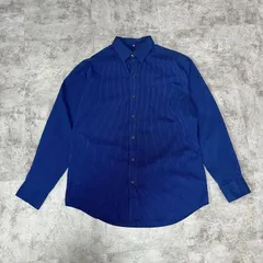 00s Van Heusen Traveler ロイヤルブルー 細ストライプシャツ M