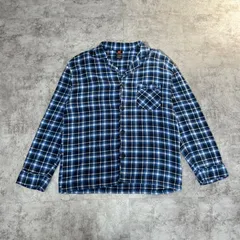 90s～00s Hanes US古着 ブルーチェックコットンシャツ