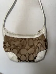 COACH コーチ cignature(シグネチャー) ショルダーバッグ ブラウン 白