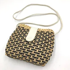 FENU LEATHER イタリア製 編み込み レザー ショルダーバッグ ベージュ 黒