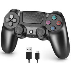 ps4コントローラー【2025年革新版・アップデート】ps4 コントローラ- pc Turbo連射機能 6軸ジャイロセンサー 二重振動 高精密ボタン Bluetoooth5.4 無線/有線安定接続 1000mAh 急速充電 16時間連続使用 人体工学設計  1