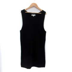 エムケー ミッシェルクラン MK MICHEL KLEIN ニットワンピース Vネック ノースリーブ ひざ丈 ウール混 40 黒 ブラック /HO17