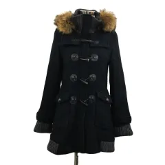 ガリャルダガランテ GALLARDAGALANTE コート ダッフル スタンドカラー フード ファー 長袖 F 黒 グレー ブラック