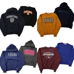 古着卸 まとめ売り チャンピオン Champion スウェット 8枚セット (メンズ S ) カレッジ フーディー クルーネック 英文字 中古 古着 ND0910