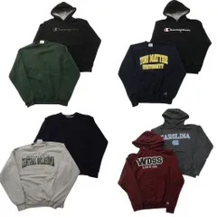 古着卸 まとめ売り チャンピオン Champion スウェット 8枚セット (メンズ S ) フーディー カレッジ風 英文字 クルーネック 中古古着 ND0954