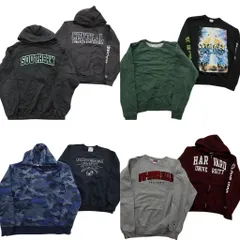 古着卸 まとめ売り チャンピオン Champion スウェット 8枚セット (メンズ L ) ハーバード カレッジ 袖プリント 迷彩柄 中古 古着 ND0968