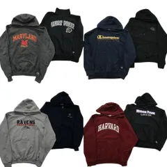古着卸 まとめ売り チャンピオン Champion スウェット 8枚セット (メンズ M ) ハーバード アーチロゴ カレッジ フーディー 中古古着 ND0967