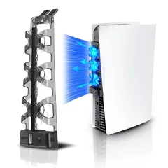 NexiGo PS5アクセサリー冷却ファン[自動オン/オフ] LEDライト付き、ディスク版とデジタル版両方に対応、効率的な冷却システム、水平に対応するスタンド, PS5 Slimには対応していません 1