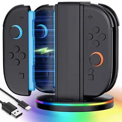 JZW-Shop Switch 2 Joy-Con2専用 充電スタンド スイッチ2用 ジョイコン充電スタンド?4台同時急速じゅうでん 収納一体型LED USBケーブル 持ち運び便利 switch2 コンパクト 整理整頓 収納 1