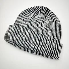W007-b ニット帽 ニットキャップ ビーニー 帽子 Y2K ストライプ 秋冬